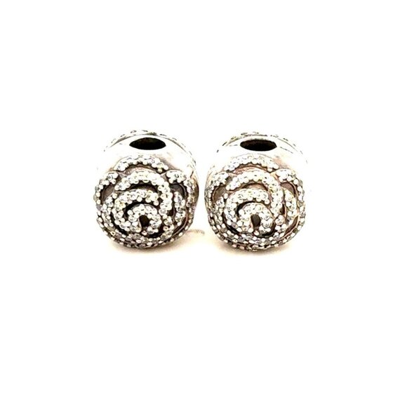 2 Pandora Shimmering Rose Clip Charms - Picture 1 of 3